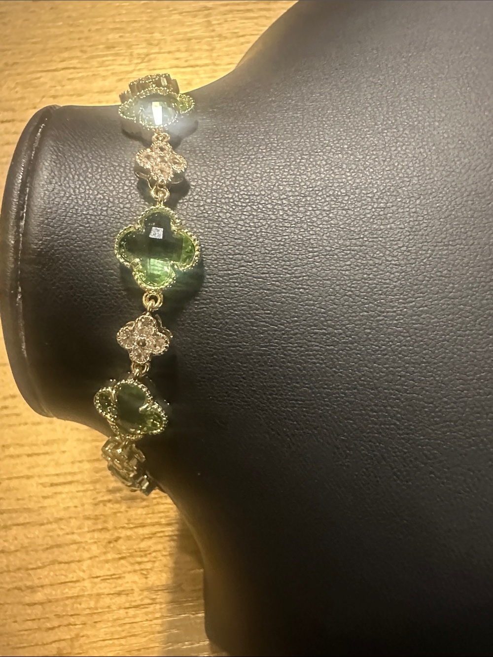 Green Clover CZ Link 6 in Bracelet